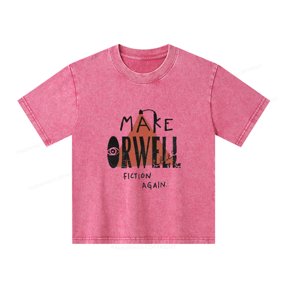 Pagewings Make Orwell Fiction Again Unisex Kids Washed T-shirt