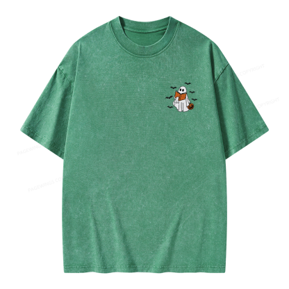 Pagewings Embroidered Book Lover Halloween Unisex Washed T-shirt