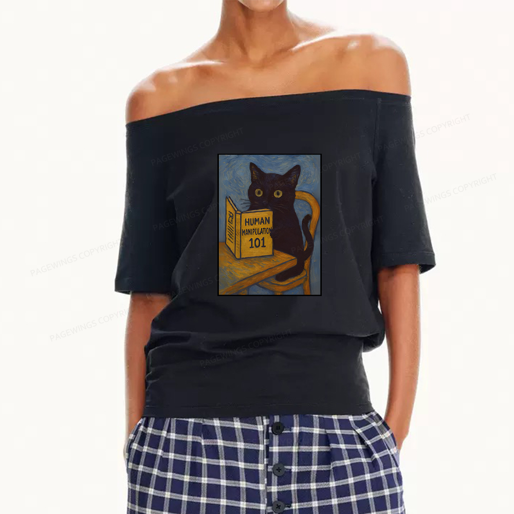 Pagewings Funny Cat Women Off Shoulder T-shirts