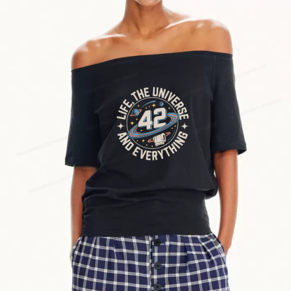 Pagewings Life The Universe And Everything Women Off Shoulder T-shirts