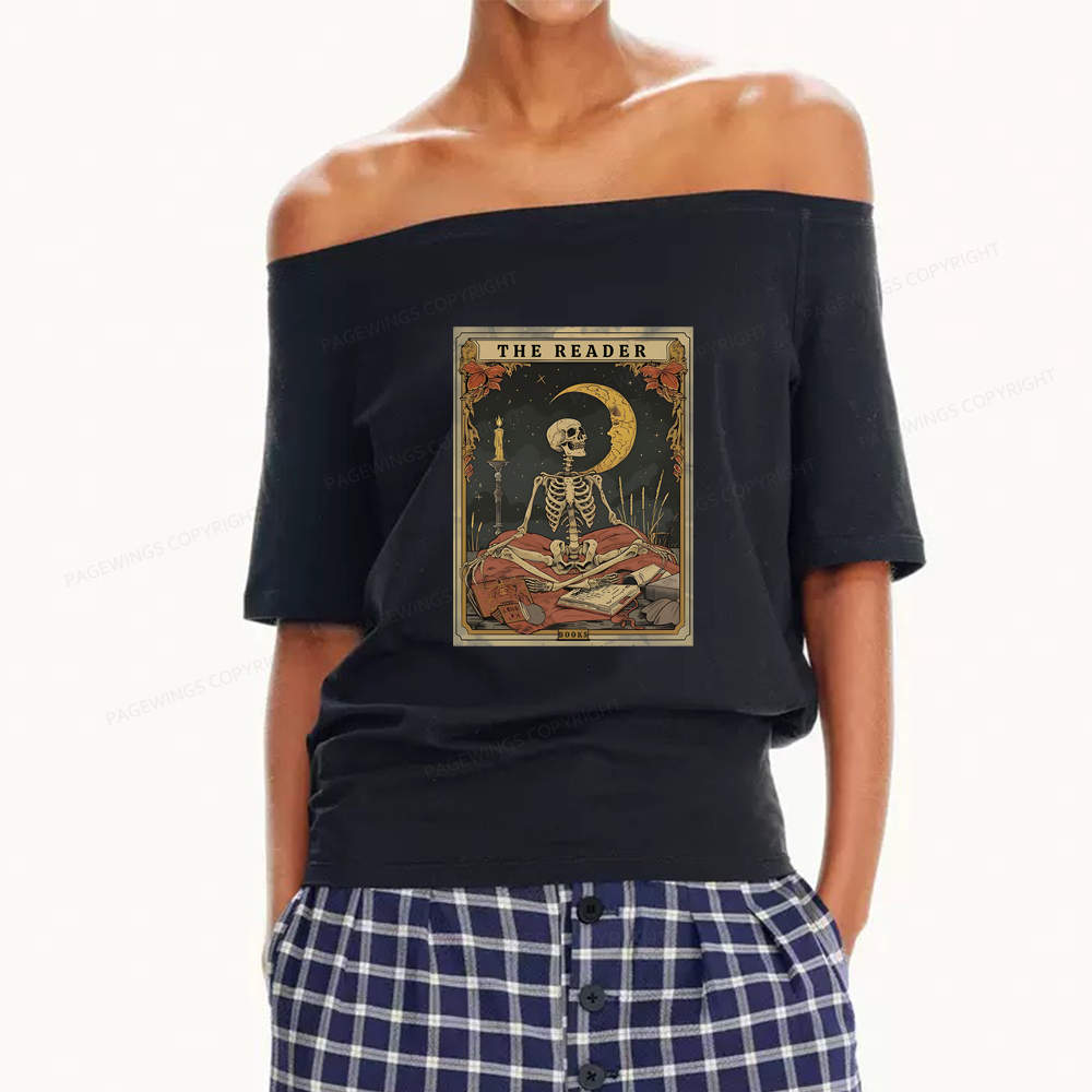 Pagewings The Reader Tarot Card Women Off Shoulder T-shirts