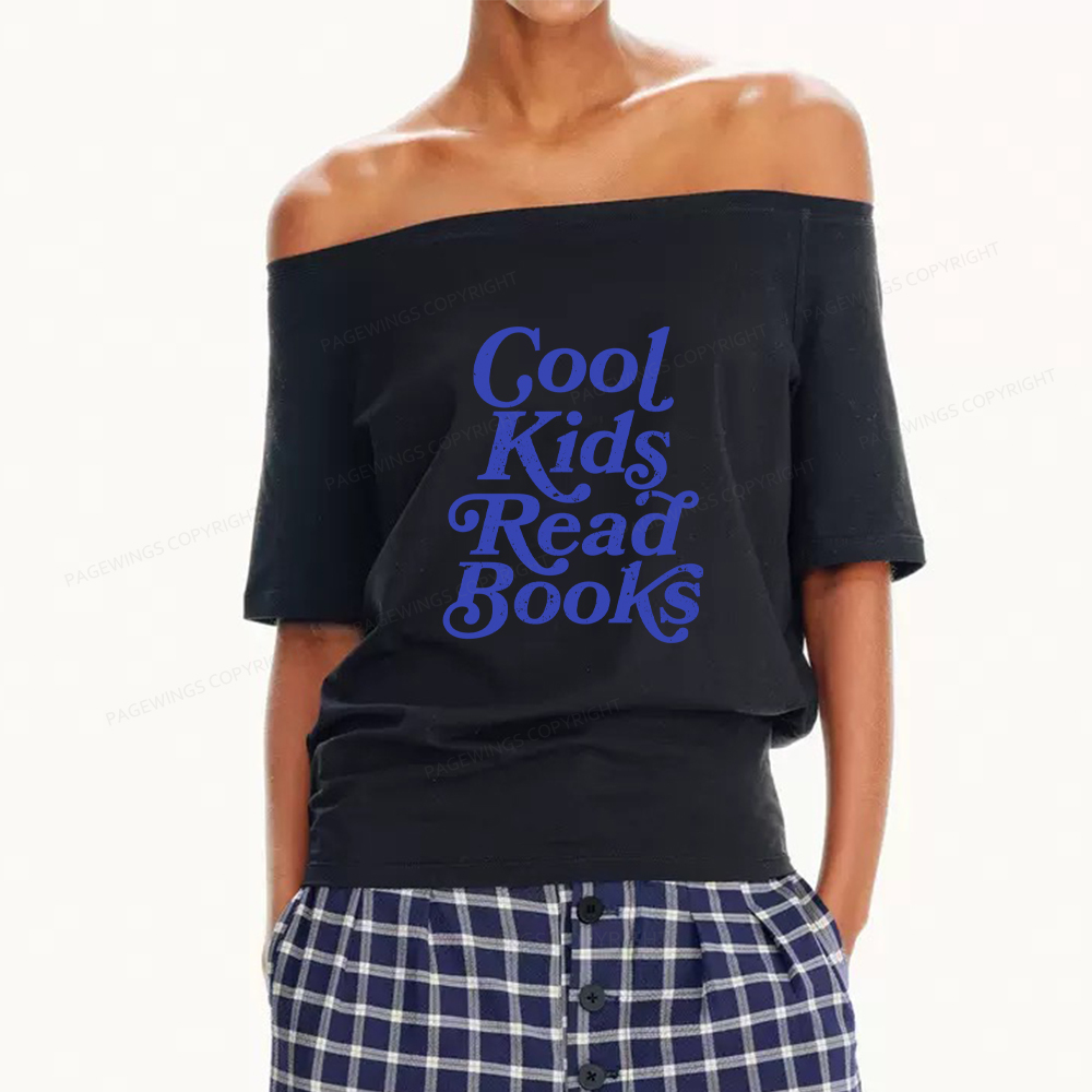 Pagewings Cool Kids Read Books Women Off Shoulder T-shirts