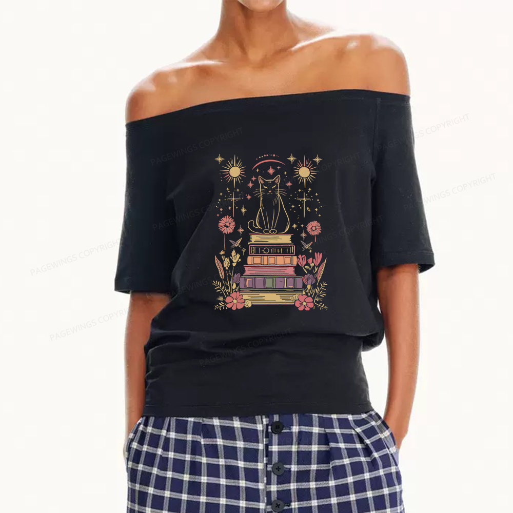 Pagewings Mystical Cat Women Off Shoulder T-shirts