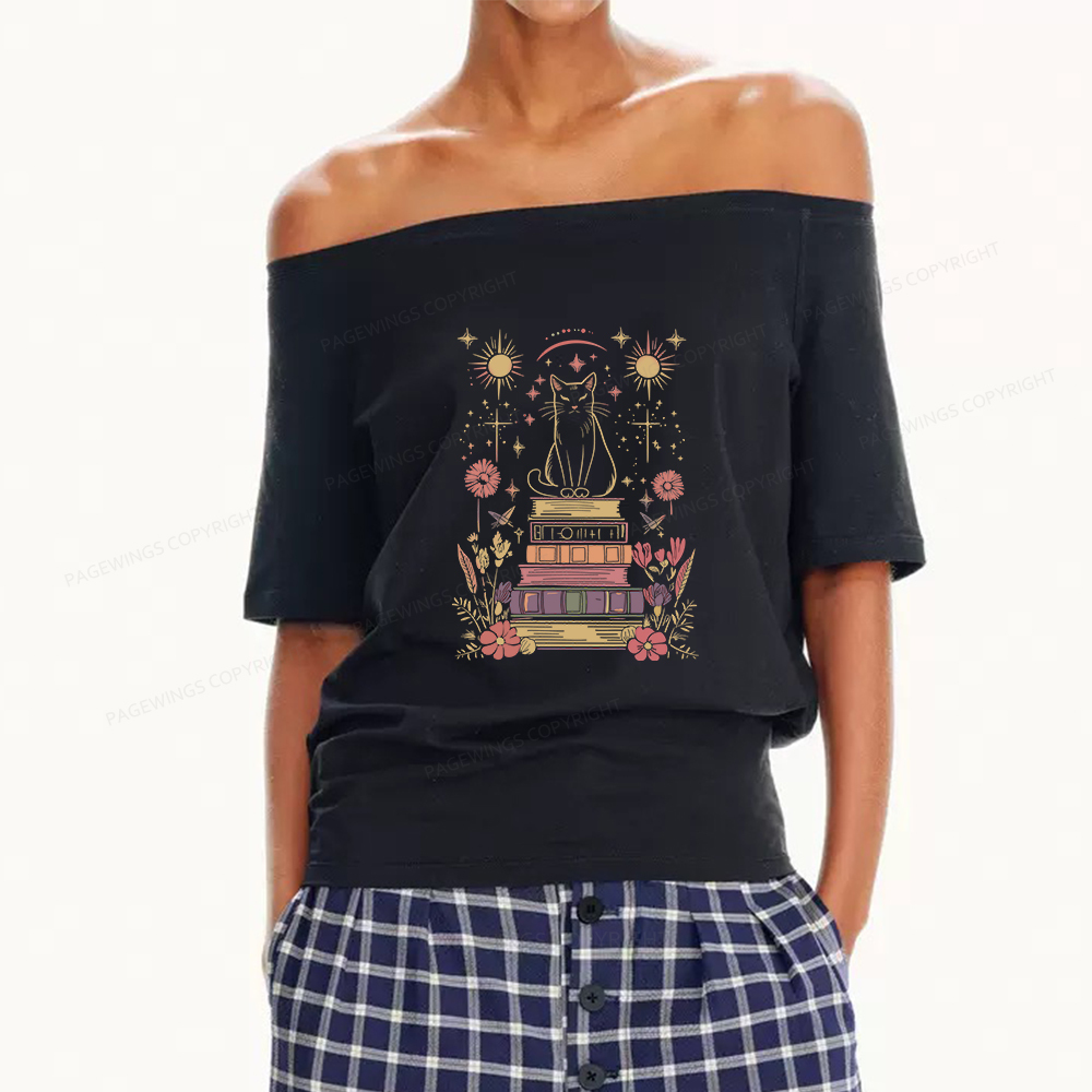 Pagewings Mystical Cat Women Off Shoulder T-shirts