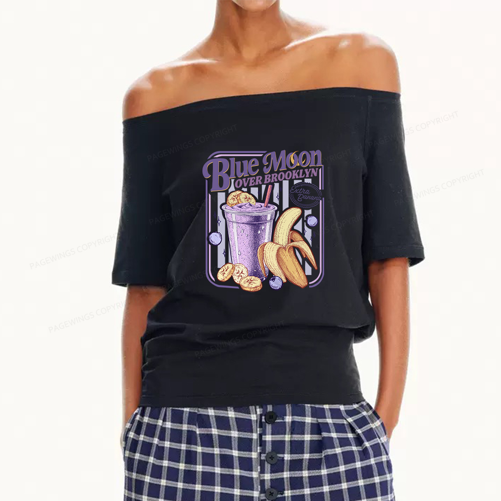 Pagewings Blue Moon Over Brooklyn Women Off Shoulder T-shirts