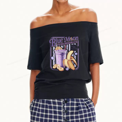 Pagewings Blue Moon Over Brooklyn Women Off Shoulder T-shirts