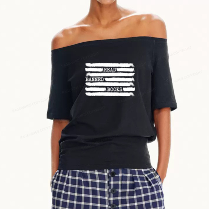 Pagewings Read Banned Books Bookworm Librarian Women Off Shoulder T-shirts