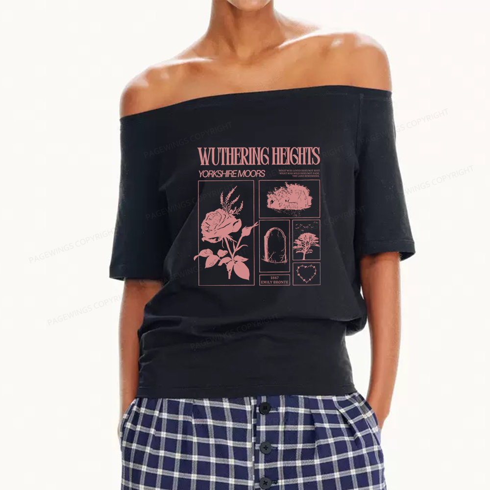 Pagewings Literary Quote Women Off Shoulder T-shirts