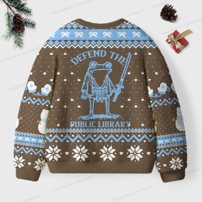Pagewings Defend The Public Library Unisex Ugly Knit Sweatshirt