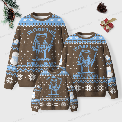 Pagewings Defend The Public Library Unisex Ugly Knit Sweatshirt