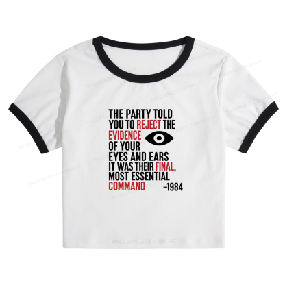 16678Pagewings Dystopia Quote Baby Tee Cropped Ringer T-Shirt