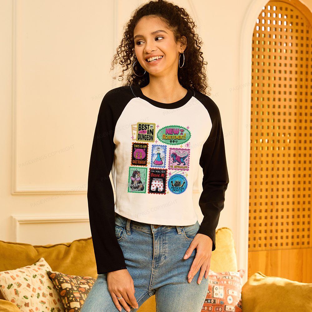 Pagewings New Achievement Women Long Sleeve Crop Raglan T-shirt