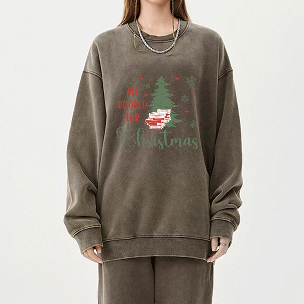 Pagewings All Booked for Christmas Unisex Washed Sweatshirt