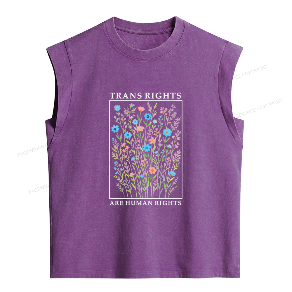 Pagewings Trans Rights Are Human Rights Women's Washed Tank Top