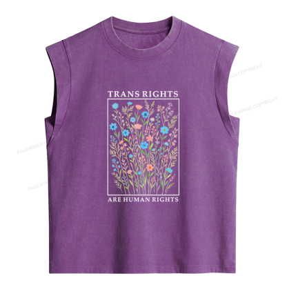 Pagewings Trans Rights Are Human Rights Women's Washed Tank Top