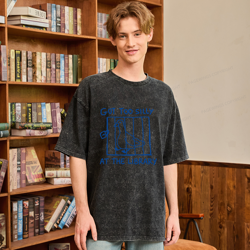 Pagewings Got Too Silly At The Library Unisex Washed T-shirt