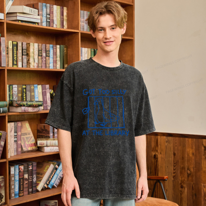 Pagewings Got Too Silly At The Library Unisex Washed T-shirt