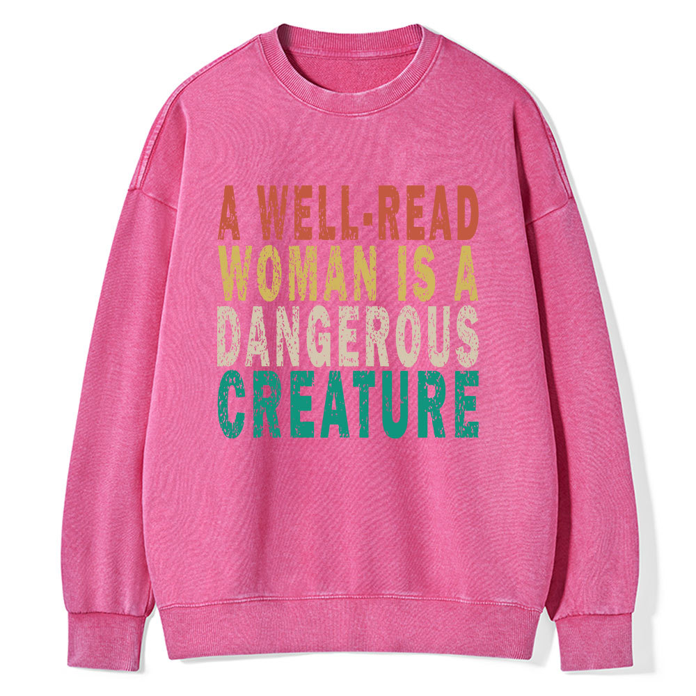Pagewings A Well-Read Woman Is A Dangerous Creature Unisex Washed Sweatshirt
