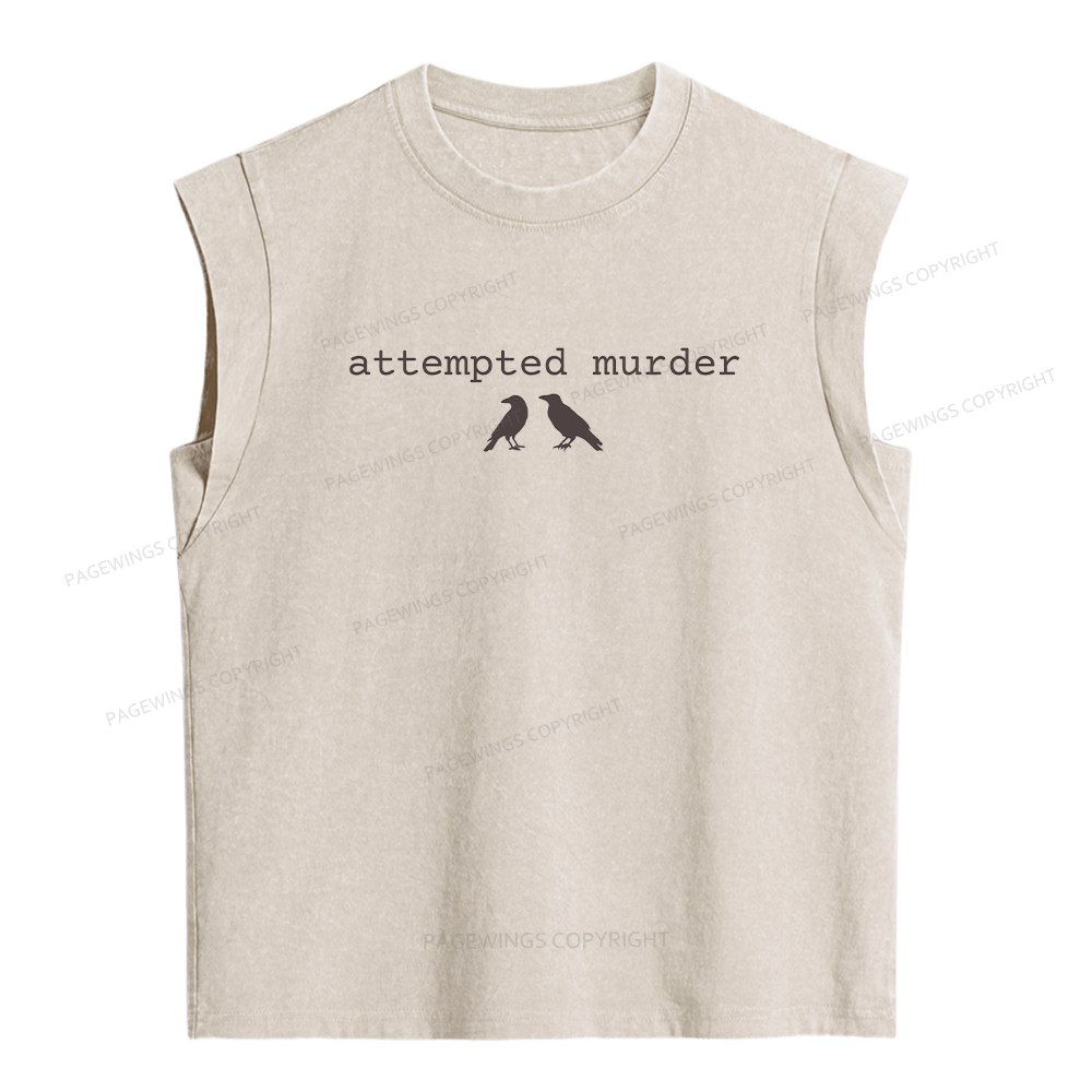 Pagewings Attempted Murder Crow Women's Washed Tank Top