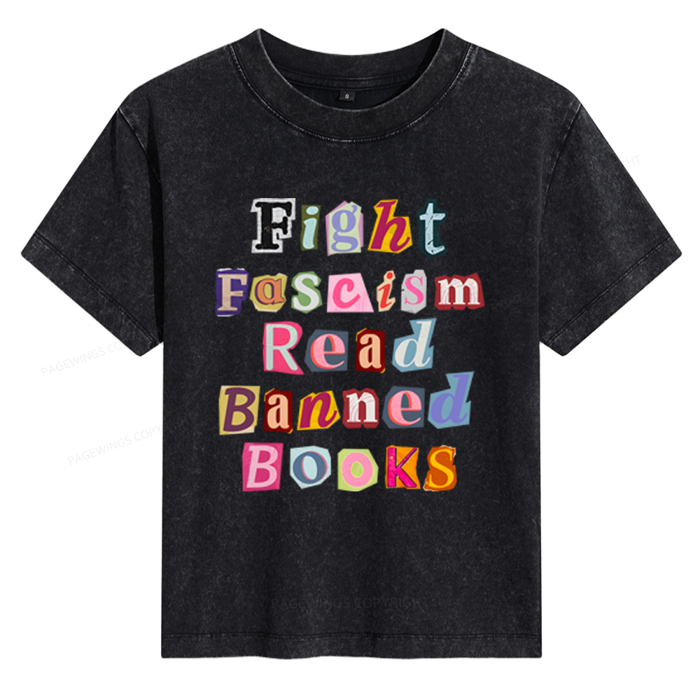 Pagewings Fight Fascism Read Books Women's Washed T-shirt