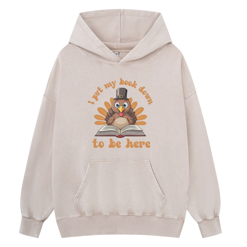 Pagewings Funny Thanksgiving Book Unisex Washed Hoodie