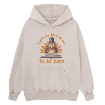Pagewings Funny Thanksgiving Book Unisex Washed Hoodie