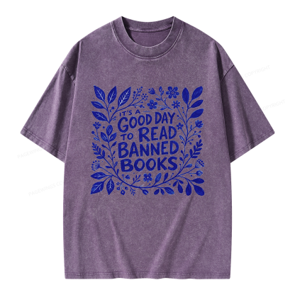 Pagewings It‘s A Good Day To Read Banned Books Unisex Washed T-shirt