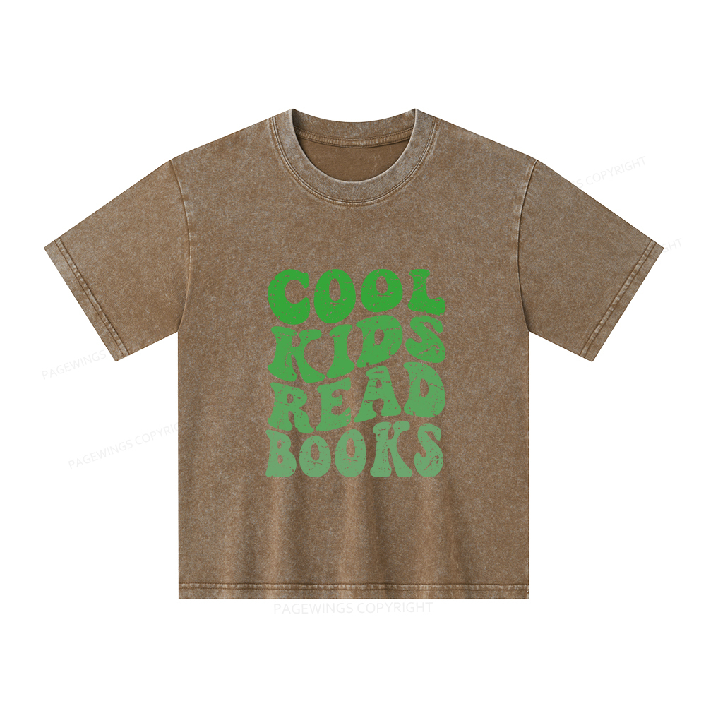 Pagewings cool kids read books Unisex Kids Washed T-shirt