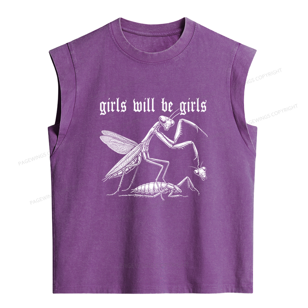 Pagewings Girls Will Be Girls Women's Washed Tank Top