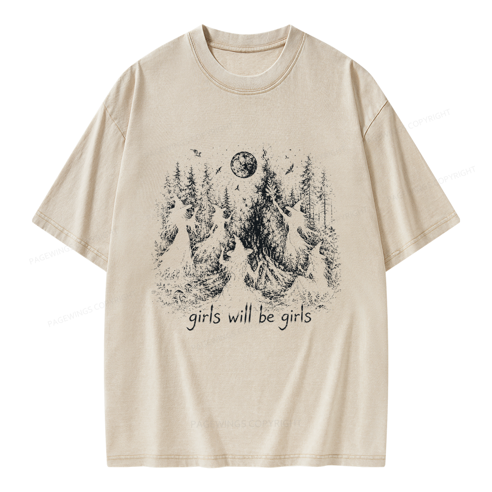 Pagewings Girls Will Be Girls Unisex Washed T-shirt