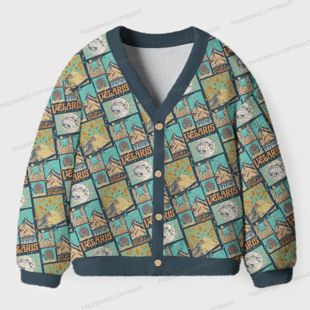 Pagewings Velaris Map Unisex Ugly Cardigan Sweaters