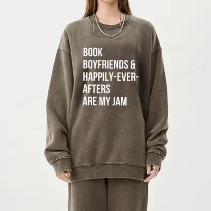 Pagewing Boyfriends & Book Are My Jam Unisex Washed Sweatshirt