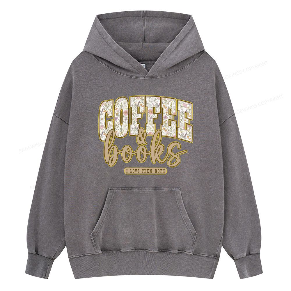 Pagewings Coffee And Books Unisex Washed Hoodie
