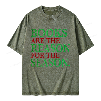 Pagewings Books Are The Reason For The Season Unisex Washed T-shirt