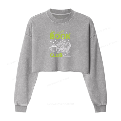 Pagewings Late Night Book Club Washed Crop Sweatshirt