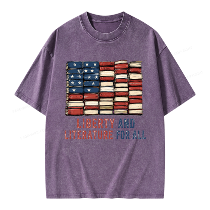 Pagewings Liberty and Literature Unisex Washed T-shirt