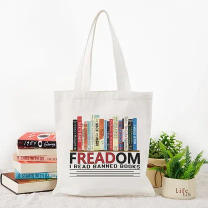 Pagewings Freadom I Read Banned Books Tote Bag