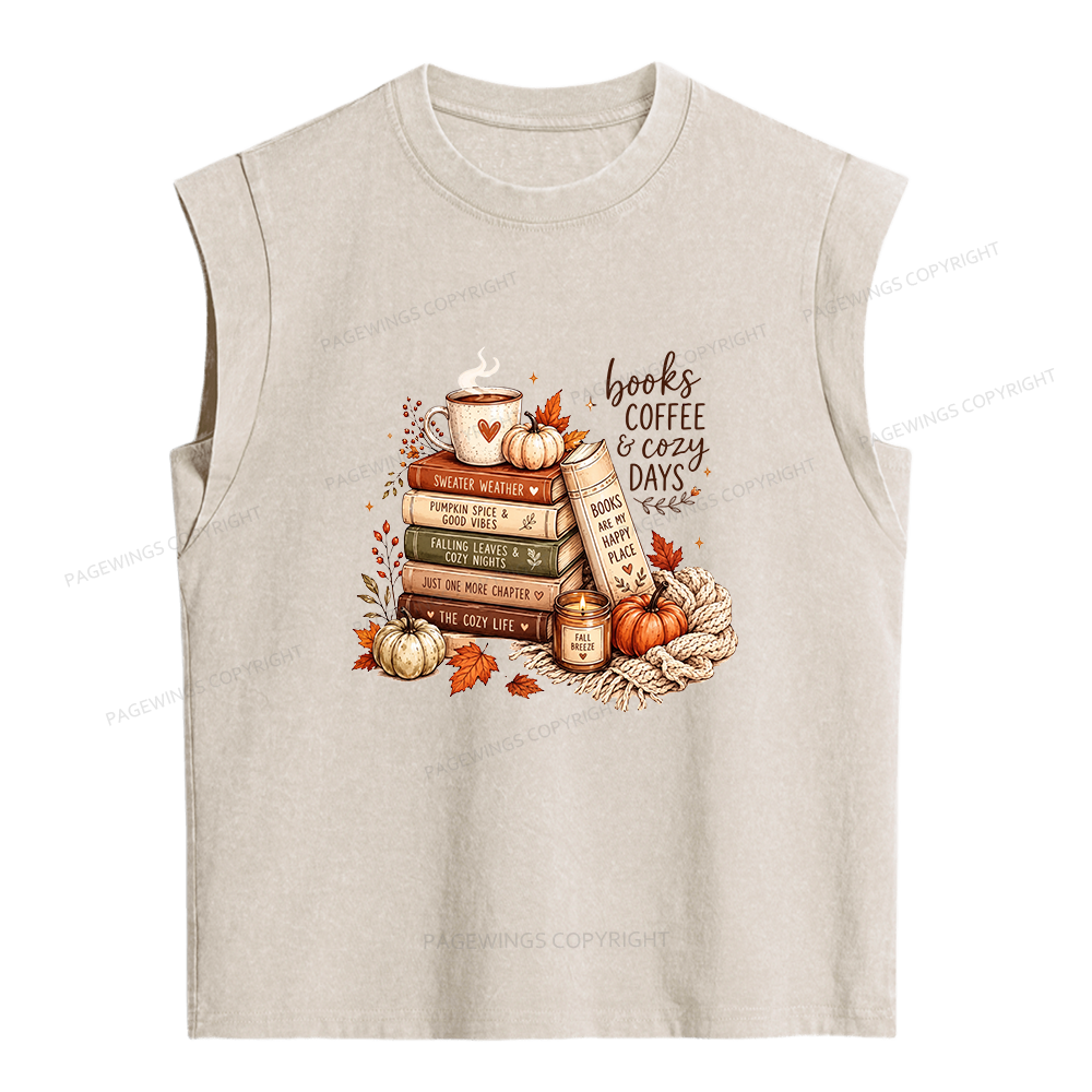 Pagewings Fall Bookish Women's Washed Tank Top
