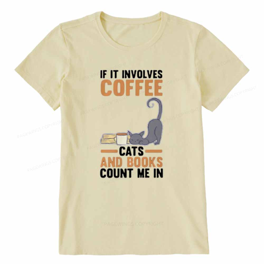 Pagewings Cats Reading Books Coffee Unisex Classic T-shirt