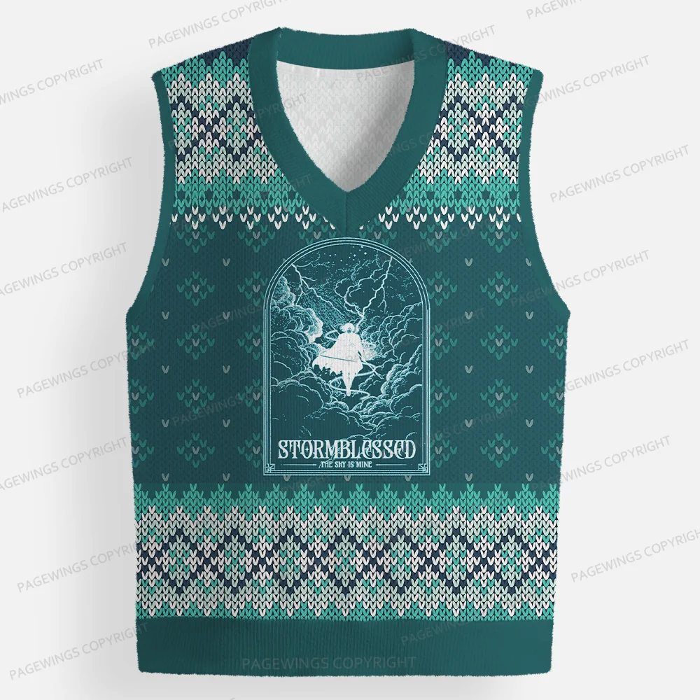 Pagewings Stormblessed Unisex V-Neck Ugly Knit Vest