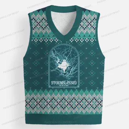 Pagewings Stormblessed Unisex V-Neck Ugly Knit Vest