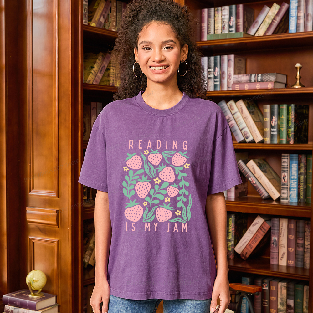 Pagewings Reading Is My Jam Unisex Washed T-shirt