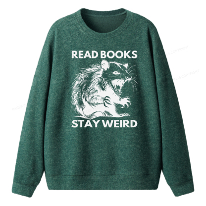 Pagewings Read Books Stay Weird Unisex Knit Sweatshirt