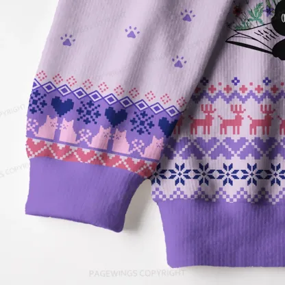 Pagewings Easily Distracted By  Cats & Books Unisex Ugly Knit Sweatshirt