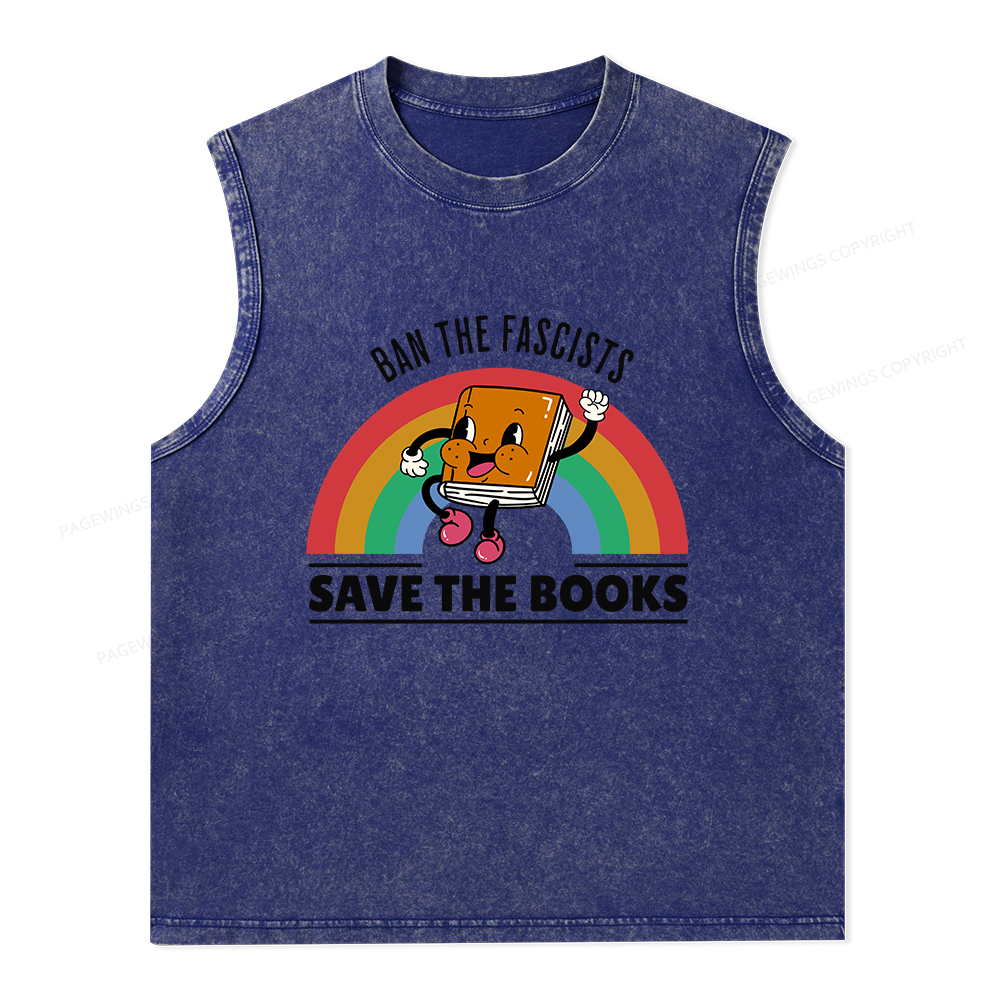 Pagewings Ban The Fascists Save The Books Unisex Washed Tank Top