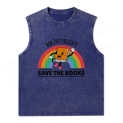 Pagewings Ban The Fascists Save The Books Unisex Washed Tank Top