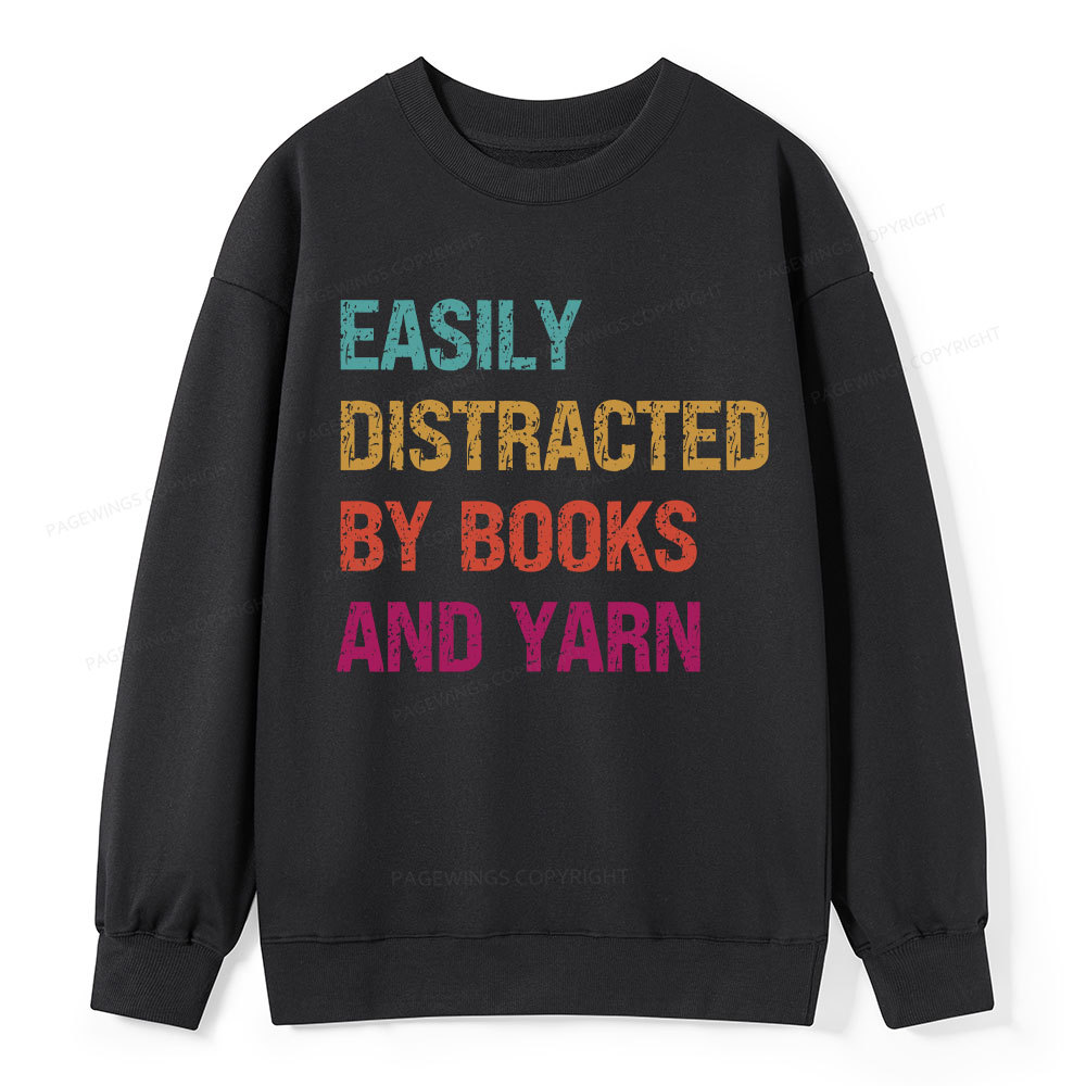 Pagewing Easily Distracted By Books And Yarn Unisex Classic Sweatshirt