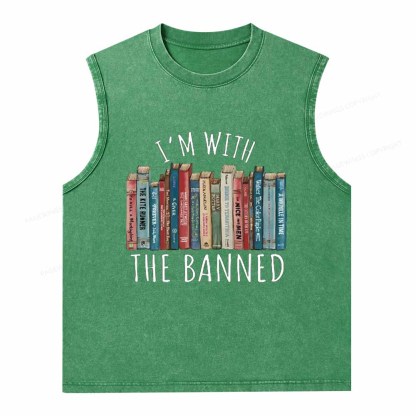 Pagewings I'm With The Banned Unisex Washed Tank Top
