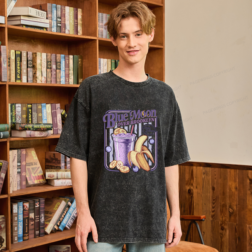 Pagewings Blue Moon Over Brooklyn Unisex Washed T-shirt