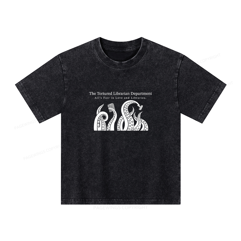 Pagewings The Tortured Librarian Department Unisex Kids Washed T-shirt